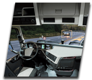 Windshield view of Autonomous Truck